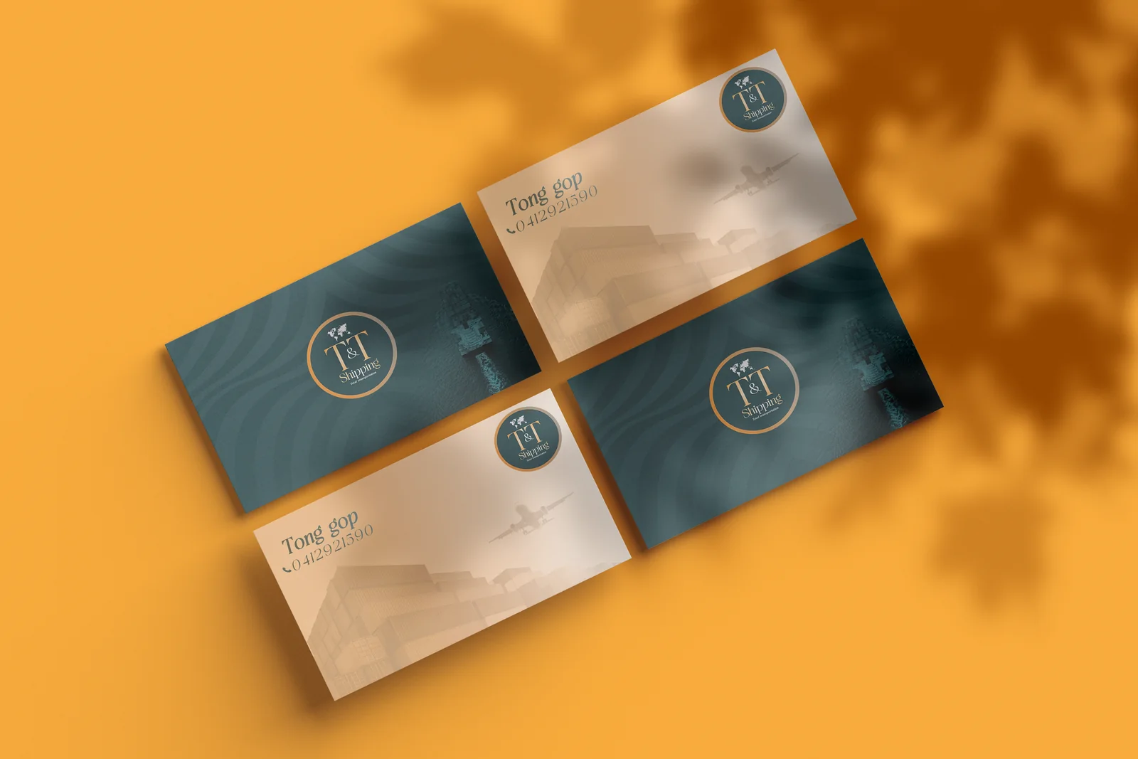 T and T Shipping business card mockup